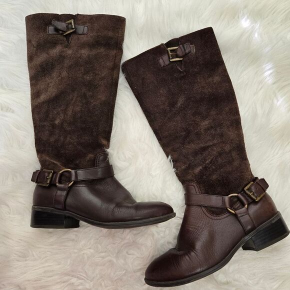 LAUREN Ralph Lauren McLeod Brown Leather Suede Riding Style Boot w/ Bridle 5.5 - Picture 2 of 15